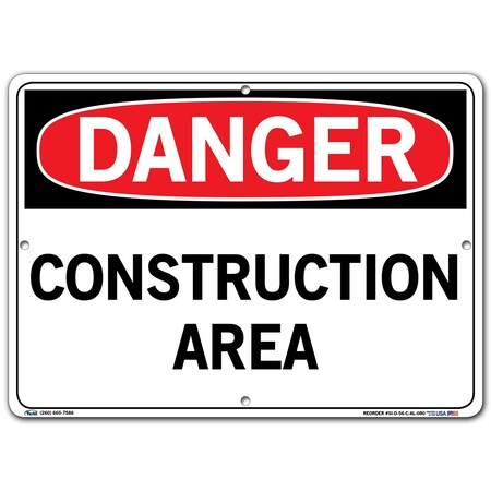 Vestil Aluminum Sign, 10-1/2" Height, 14-1/2" Width, Aluminum, Rectangle, English SI-D-56-C-AL-080